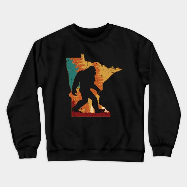 Bigfoot Retro Vintage Sasquatch Minnesota Crewneck Sweatshirt by ryanjaycruz